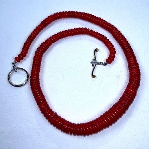 NWOT Genuine Red Coral Disk Toggle Necklace By Designer Michael Vallatutti Boho